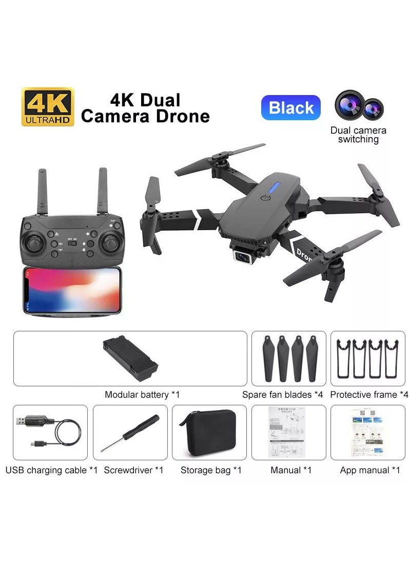 Drone with 4K Camera for Auto Return Home, Follow Me, Dual Cameras, Waypoints, Headless Mode (Black)