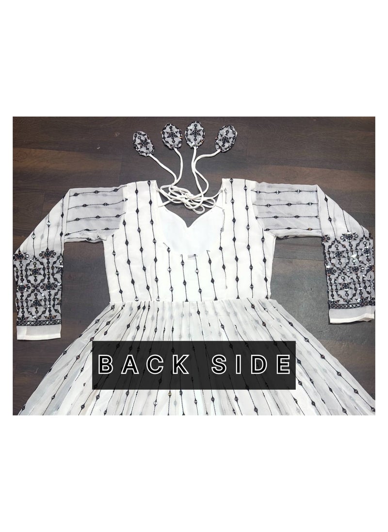 PREMIUM READYMADE WHITE ANARKALI SUIT SET [3 PIS]