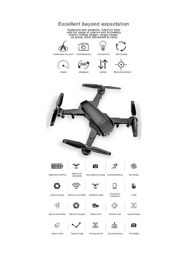 Mini Drone With 4K Hd Fpv Camera, Headless Mode, One Key Start, Tap Fly, Foldable Quarcopter With Altitude Hold, Speed Adjustment, 3D Flips, Includes Carrying Case,2