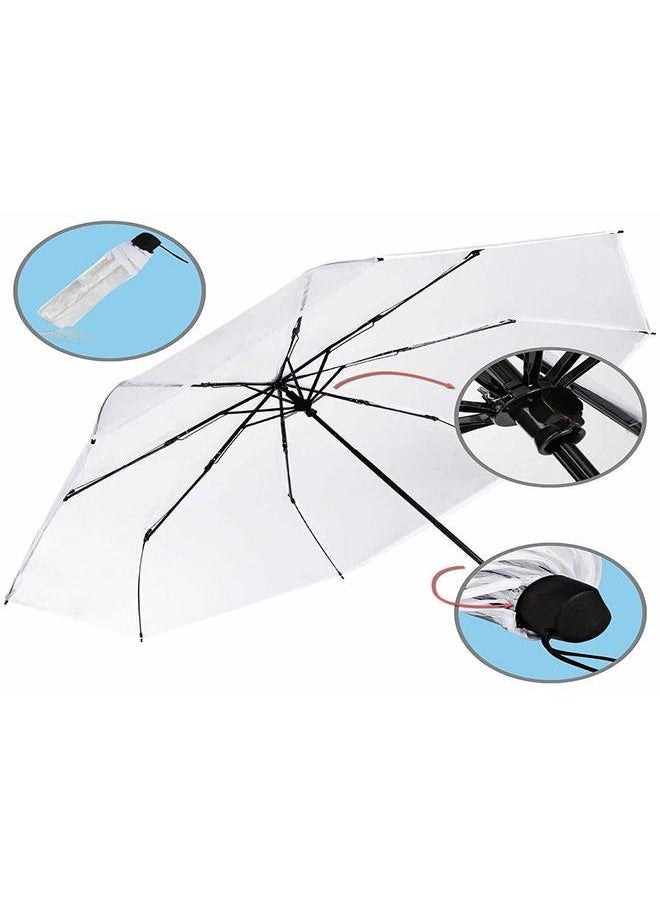 Folding Travel Umbrella, Transparent Pocket Umbrella, Portable Compact Waterproof Umbrella for Rain and Sun