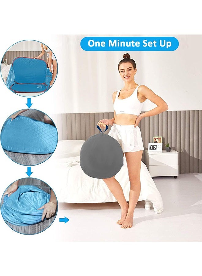 1 pcs Portable Steam Sauna Private  Room Sauna Tent Personal Folding Home Spa with Timer Remote Control 2L Steam Pot Carrying Bag for Detox Relaxation (Blue)