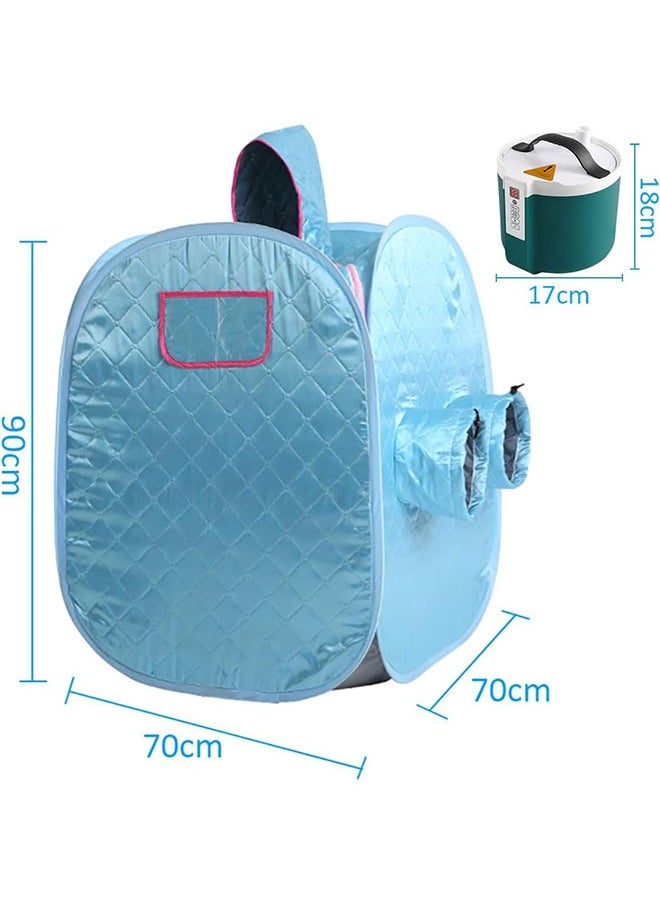 1 pcs Portable Steam Sauna Private  Room Sauna Tent Personal Folding Home Spa with Timer Remote Control 2L Steam Pot Carrying Bag for Detox Relaxation (Blue)