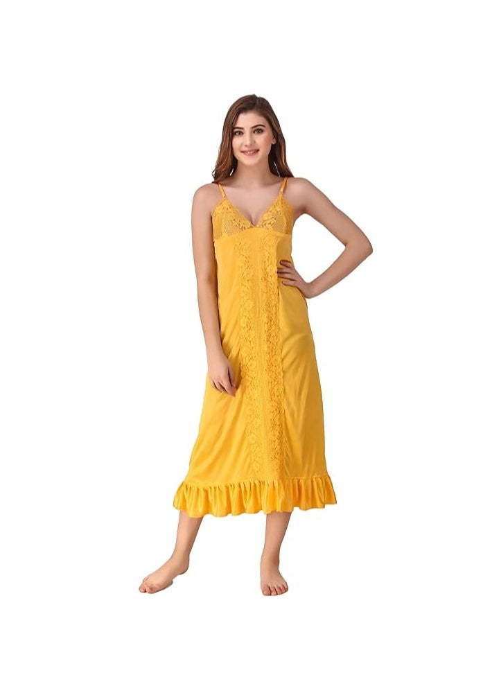 Accessorize Kingdom Women's Satin Solid Maxi Length Nighty