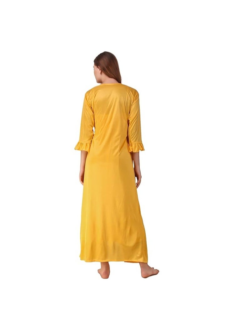 Accessorize Kingdom Women's Satin Solid Maxi Length Nighty