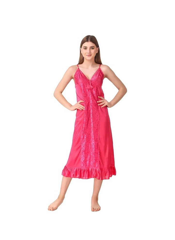 Accessorize Kingdom Women's Satin Solid Maxi Length Nighty