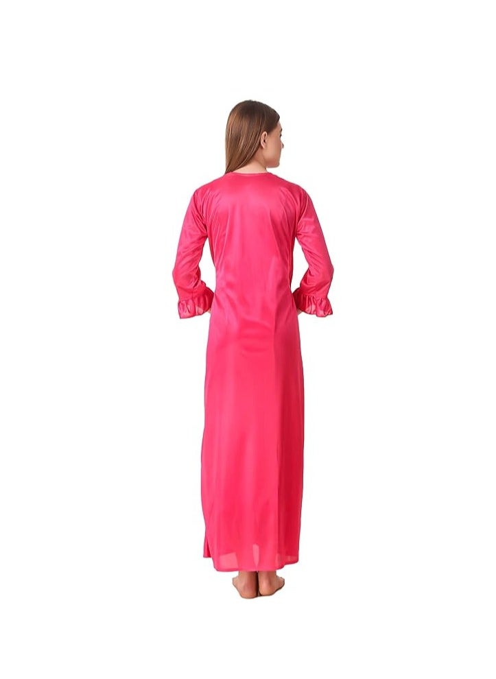 Accessorize Kingdom Women's Satin Solid Maxi Length Nighty