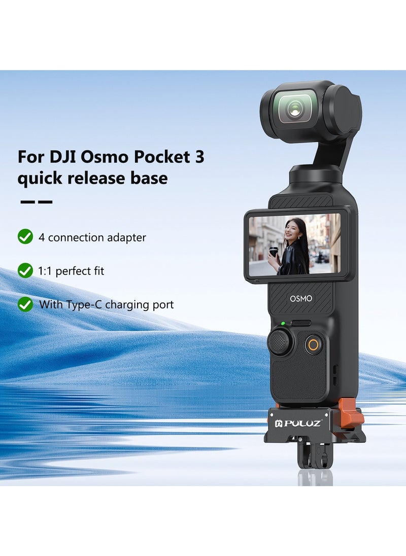 For DJI Osmo Pocket 3 PULUZ Type-C Charging Base Quick Release Mount Adapter (Black)