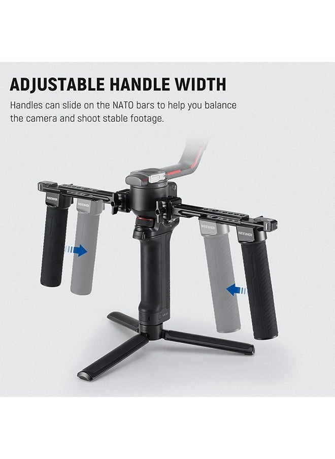 NEEWER Dual Handgrip Compatible with DJI RS4 RS4 Pro RS3 RS3 Pro RS2 RSC2 Ronin S SC Gimbal, Dual Handle Kit with 2 Mini NATO Rails, Quick Release NATO Clamps, 1/4