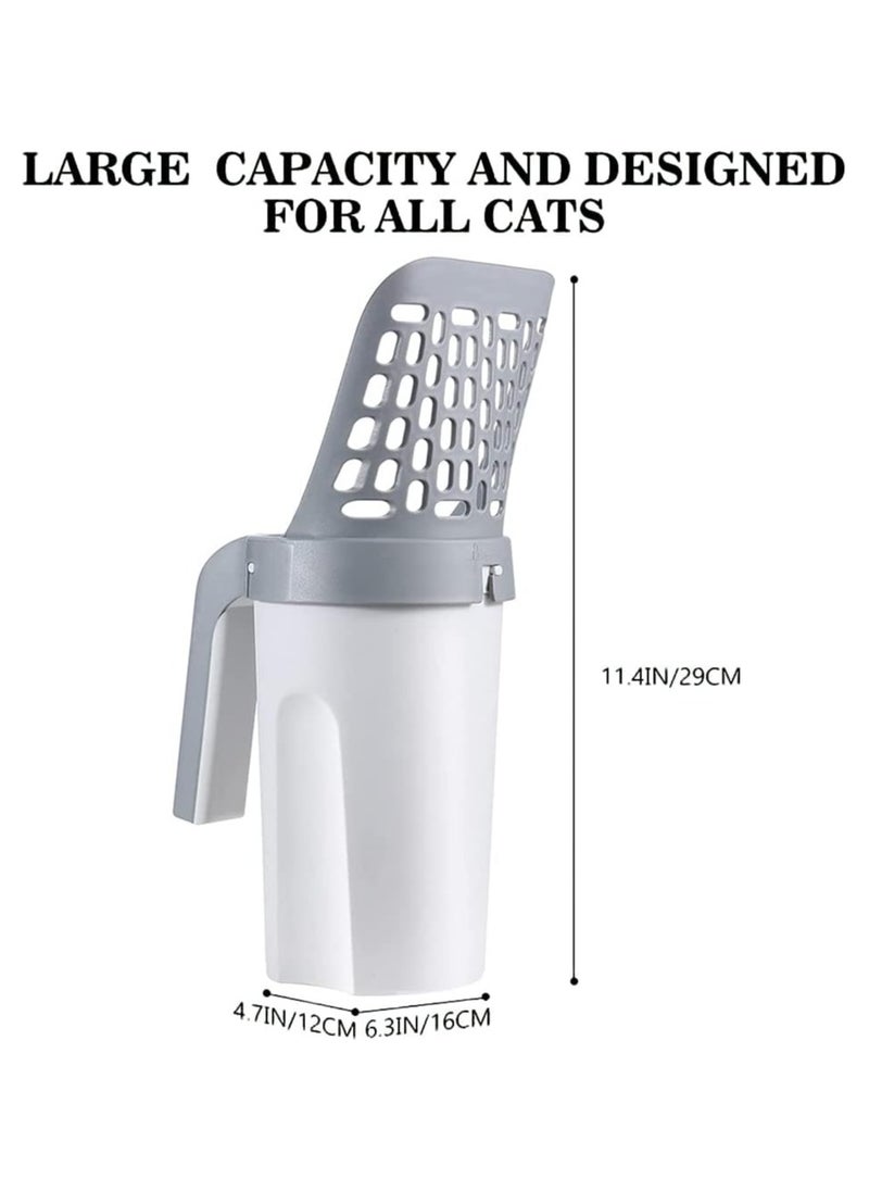 HMAMOR Cat Litter Scoop with Bag Holder, Integrated Detachable Deep Cat Litter Shovel with  Sifting and 120 Litter Bags