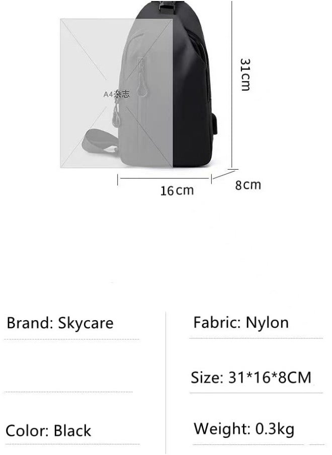 Skycare Sling Crossbody Bag Small Shoulder Backpack for Men Waterproof Slim Chest Bags Casual Daypack for Travel Cycling