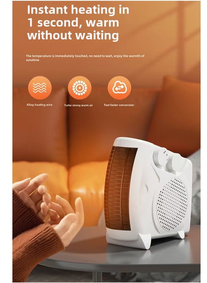 Electric Fan Heater 600 W, Space Heater For Home/Flat/Office, With 2 Heat Settings, Fan/Warm/Hot Function, Thermostat Control | Overheat Protection, Portable