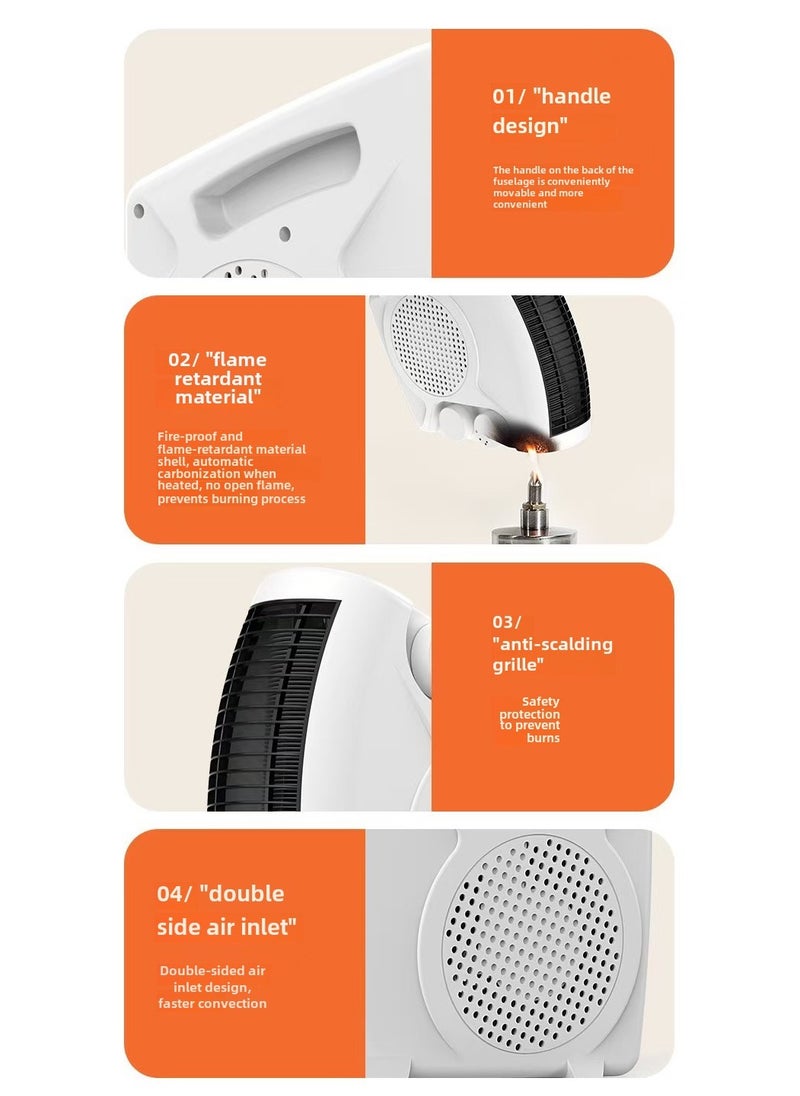 Electric Fan Heater 600 W, Space Heater For Home/Flat/Office, With 2 Heat Settings, Fan/Warm/Hot Function, Thermostat Control | Overheat Protection, Portable