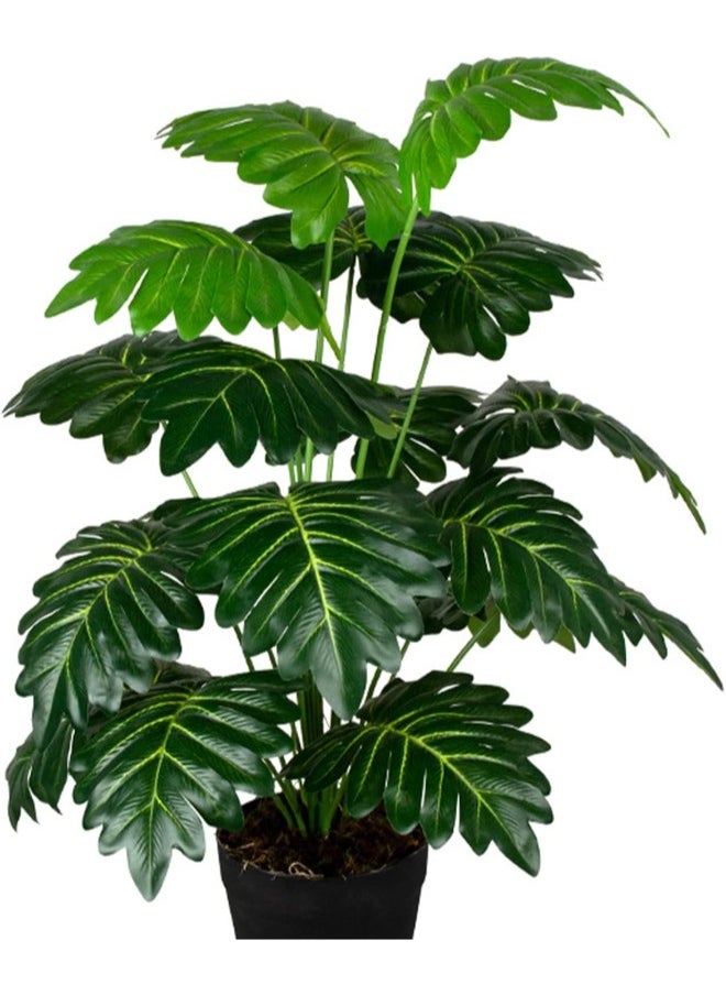 Artificial Monstera Deliciosa Plant，18 Leaves Artificial Tropical Monstera， Faux Fake Monstera Turtle Leaf Tropical Large Palm Tree Leaves Plant Outdoor UV Resistant Plastic Plants (D)