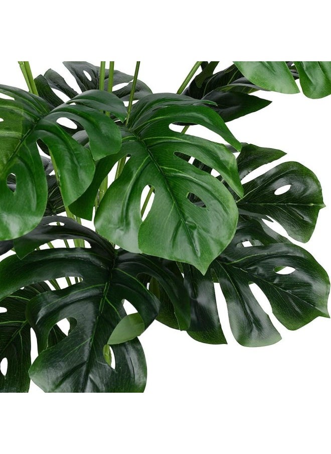 Artificial Monstera Deliciosa Plant，18 Leaves Artificial Tropical Monstera， Faux Fake Monstera Turtle Leaf Tropical Large Palm Tree Leaves Plant Outdoor UV Resistant Plastic Plants (A)