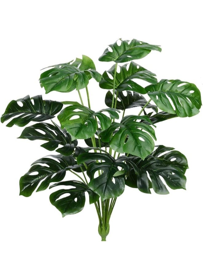 Artificial Monstera Deliciosa Plant，18 Leaves Artificial Tropical Monstera， Faux Fake Monstera Turtle Leaf Tropical Large Palm Tree Leaves Plant Outdoor UV Resistant Plastic Plants (A)