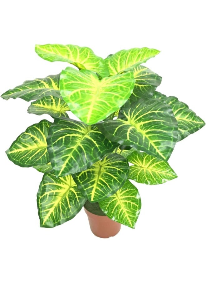 Artificial Monstera Deliciosa Plant，18 Leaves Artificial Tropical Monstera， Faux Fake Monstera Turtle Leaf Tropical Large Palm Tree Leaves Plant Outdoor UV Resistant Plastic Plants (F)