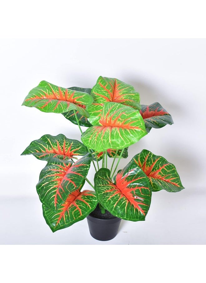 Artificial Monstera Deliciosa Plant，18 Leaves Artificial Tropical Monstera， Faux Fake Monstera Turtle Leaf Tropical Large Palm Tree Leaves Plant Outdoor UV Resistant Plastic Plants (E)