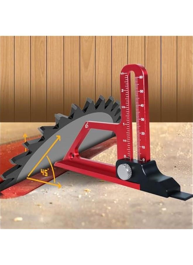 Height Gauge, Precision Adjustment Luminum Construction Table Saw Push Block, 0 to 60Mm Adjustable Table Saw Alignment Gauge for Table Saw, Router, Drill Press