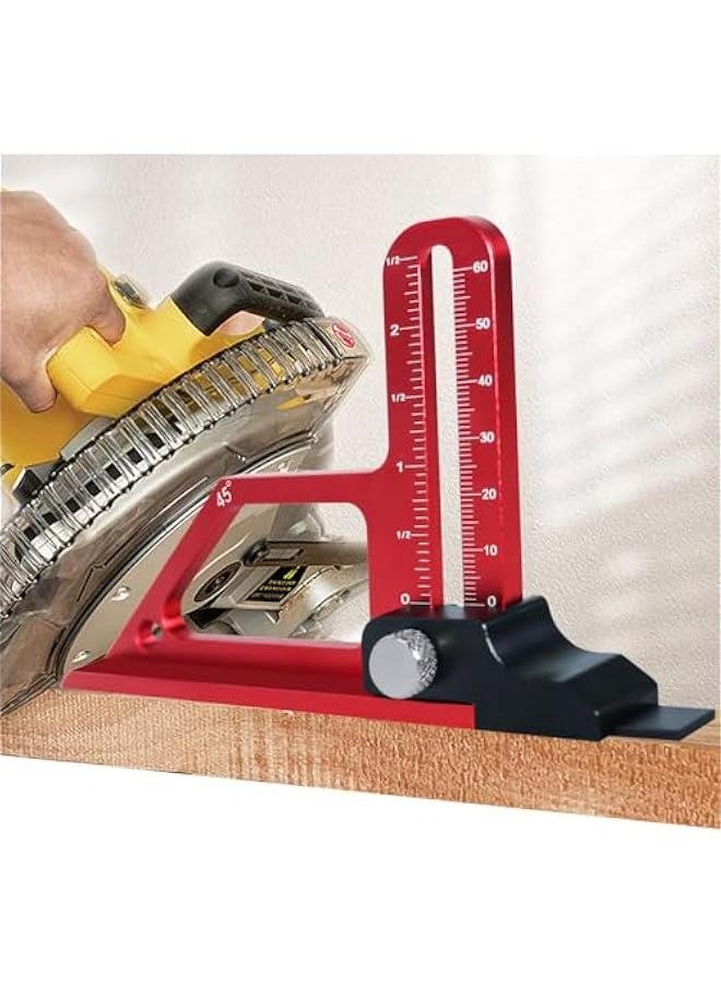 Height Gauge, Precision Adjustment Luminum Construction Table Saw Push Block, 0 to 60Mm Adjustable Table Saw Alignment Gauge for Table Saw, Router, Drill Press