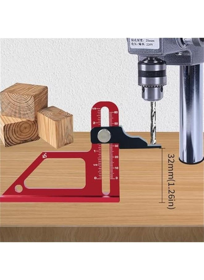 Height Gauge, Precision Adjustment Luminum Construction Table Saw Push Block, 0 to 60Mm Adjustable Table Saw Alignment Gauge for Table Saw, Router, Drill Press