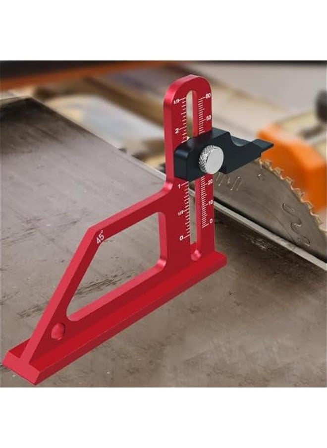 Height Gauge, Precision Adjustment Luminum Construction Table Saw Push Block, 0 to 60Mm Adjustable Table Saw Alignment Gauge for Table Saw, Router, Drill Press