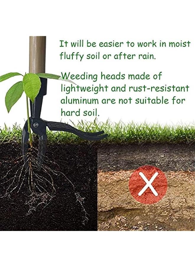 Weed Puller Tool, Stand Up Weed Puller Tool, 4 Claw Steel Head Manual Stand Up Weed Puller Tool, Save Effort and Efficiency Weed Removal Head for Outdoor Garden Lawn