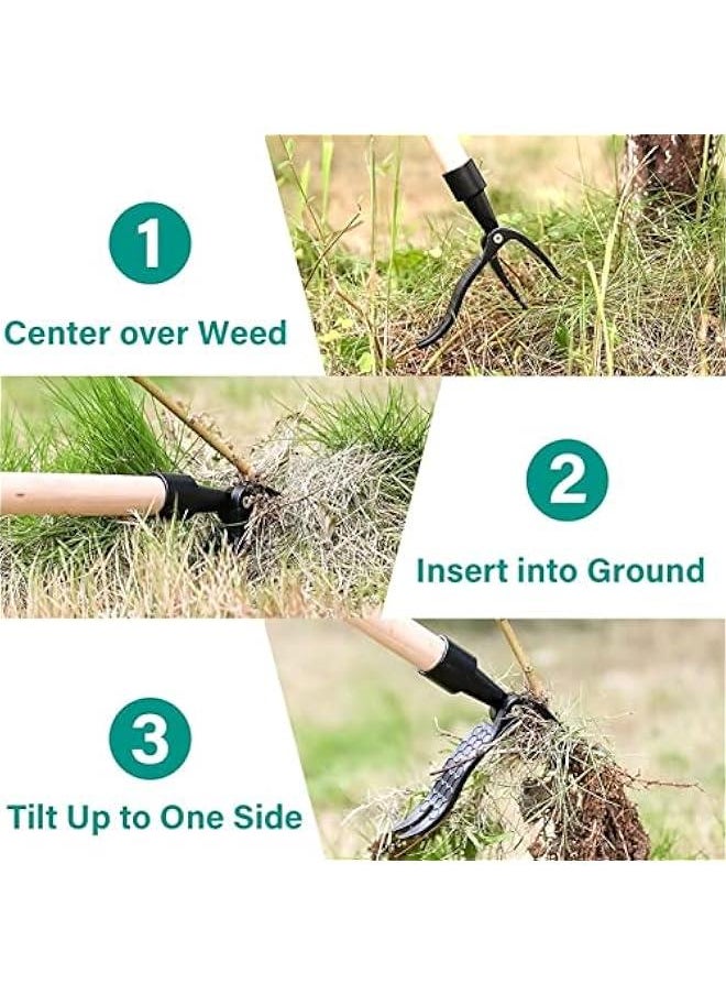 Weed Puller Tool, Stand Up Weed Puller Tool, 4 Claw Steel Head Manual Stand Up Weed Puller Tool, Save Effort and Efficiency Weed Removal Head for Outdoor Garden Lawn