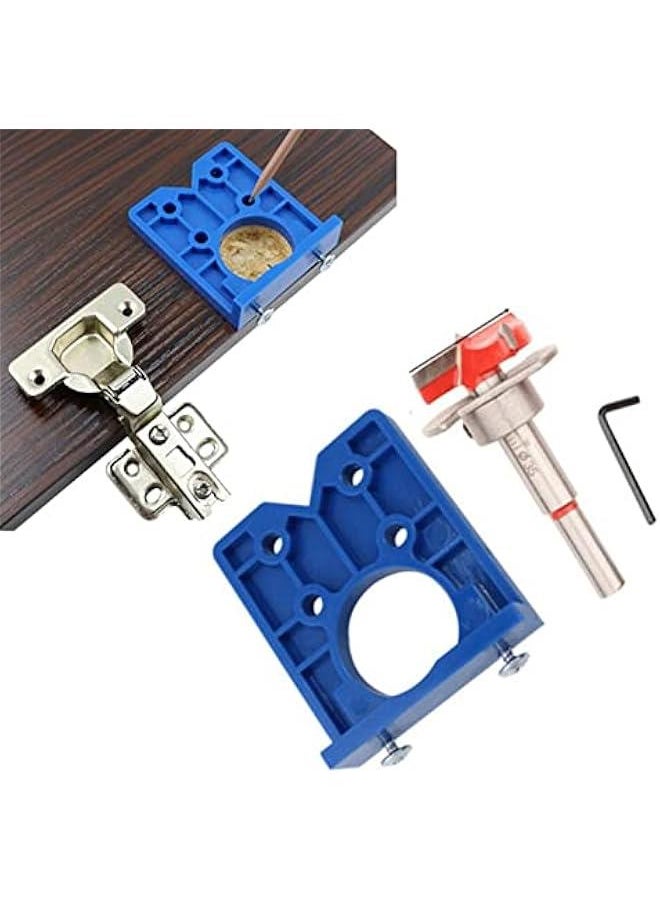 35mm Concealed Hinge Jig Kit, Efficient Drill Bit, Sturdy, Portable Hinge Drilling Hole Router Jig for Hinge Positioning of Furniture Doors and Cabinets, Cabinet Clamp Alignment