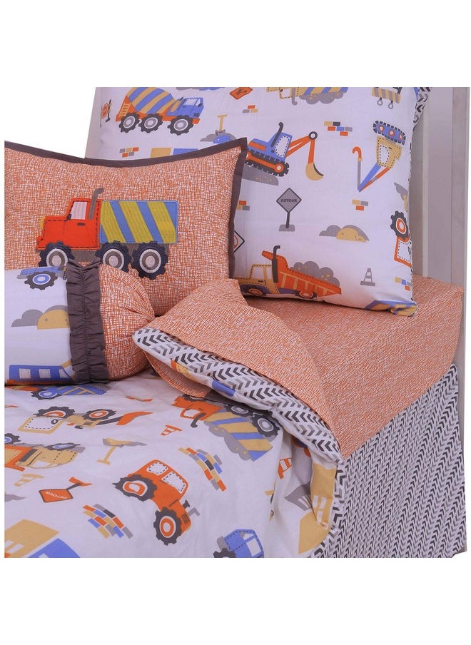 Construction Multicolor Boys Cotton 4 Piece Toddler Bedding Set 100 Percent Cotton Includes Reversible Comforter, Fitted Sheet, Top Sheet, And Pillow Case For Boys