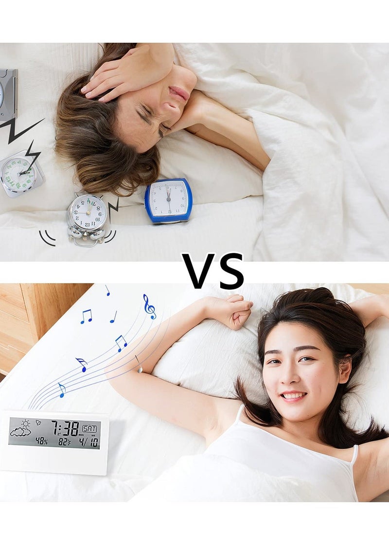Digital Alarm Clock, KASTWAVE Digital Alarm Clock with Time/Date/Temperature Display  Sleep Timer Display LED Alarm Clock for Bedroom（White）