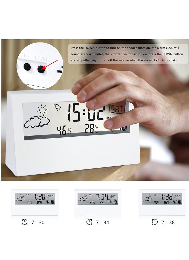 Digital Alarm Clock, KASTWAVE Digital Alarm Clock with Time/Date/Temperature Display  Sleep Timer Display LED Alarm Clock for Bedroom（White）