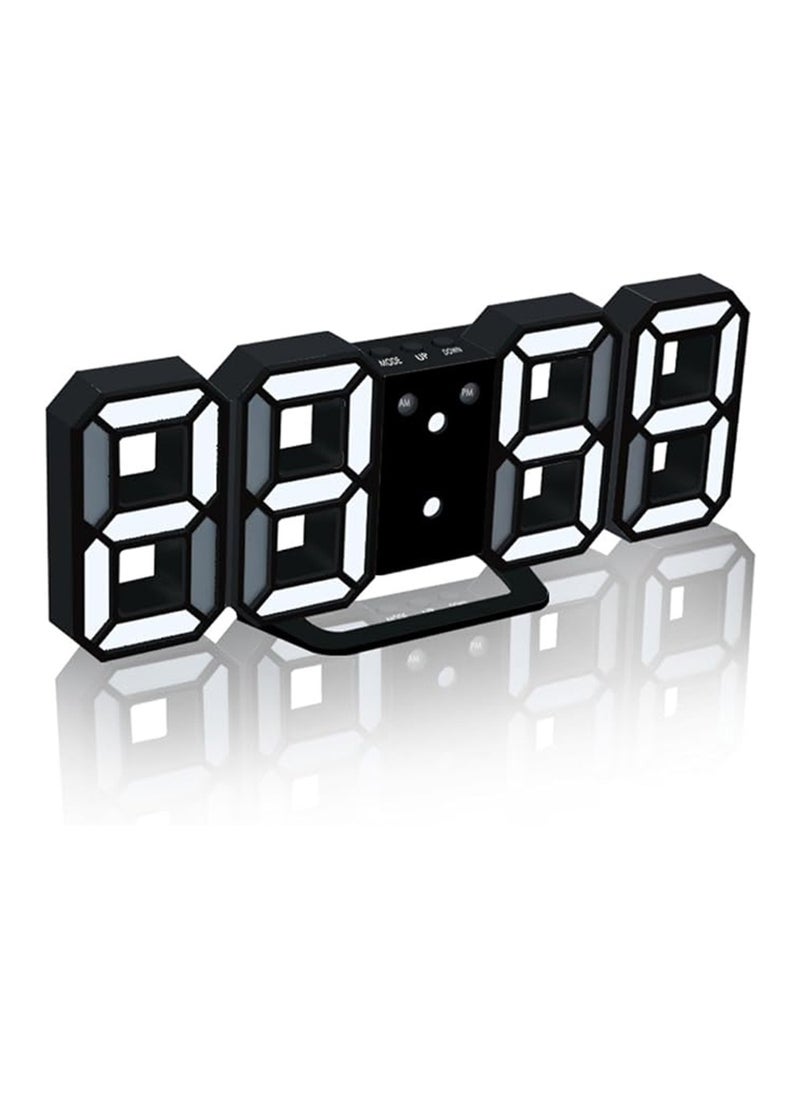 3D LED Night Light Digital Alarm Clock, 8.4 Alarm Clocks for Bedrooms, 0-100% Dimmer, 12/24H, Snooze for Office Bedroom Nightstand Desk (Black/White)