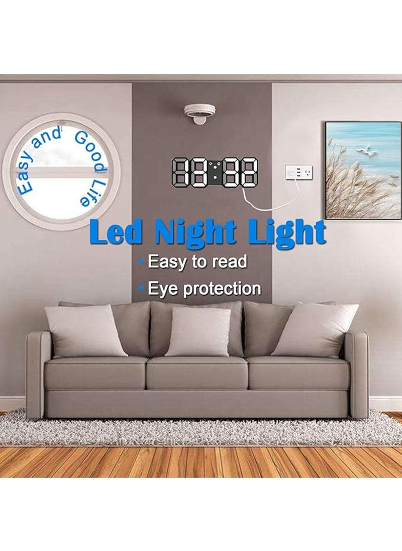 3D LED Night Light Digital Alarm Clock, 8.4 Alarm Clocks for Bedrooms, 0-100% Dimmer, 12/24H, Snooze for Office Bedroom Nightstand Desk (Black/White)