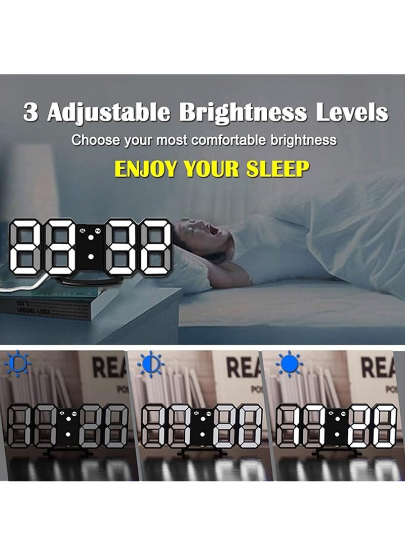 3D LED Night Light Digital Alarm Clock, 8.4 Alarm Clocks for Bedrooms, 0-100% Dimmer, 12/24H, Snooze for Office Bedroom Nightstand Desk (Black/White)