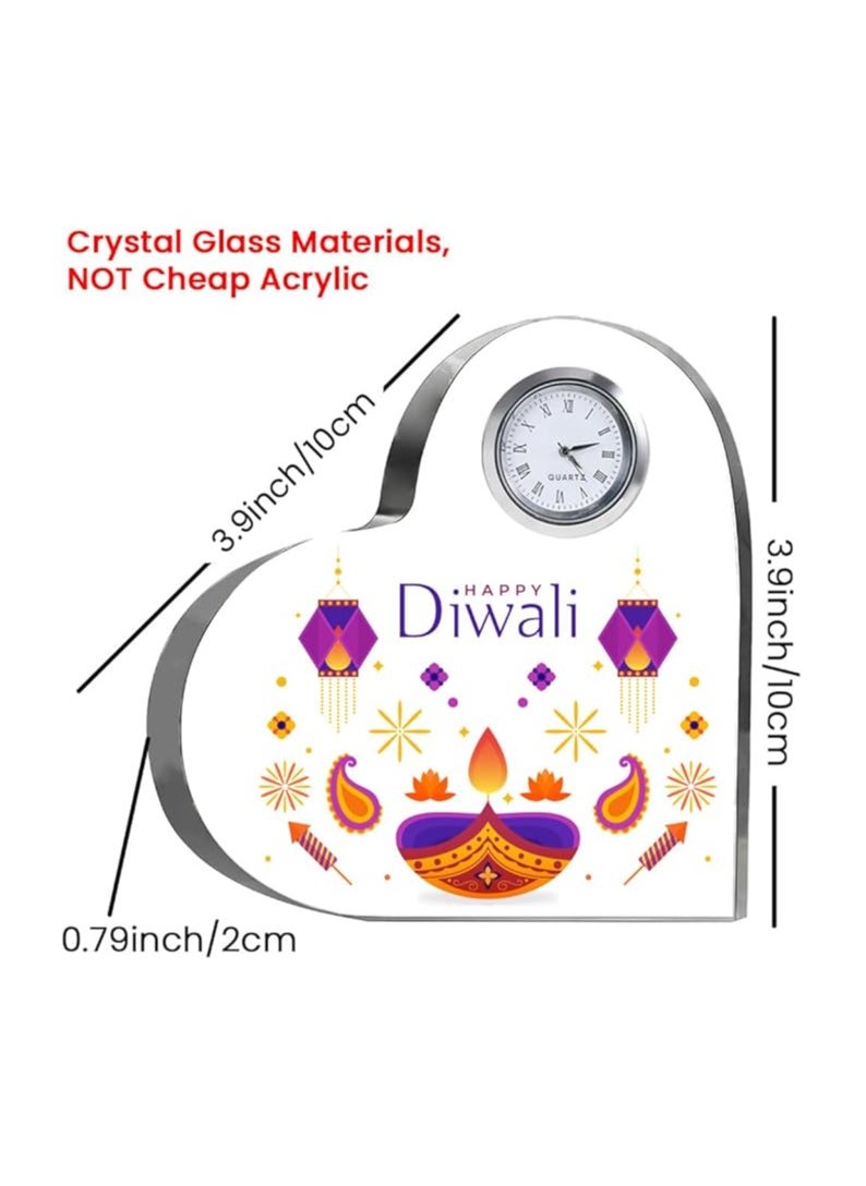 Diwali Special Heart-Shaped Crystal Clock Gift-Thoughtful Presents For Diwali Gifts For Your Friends And Family