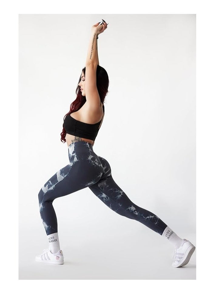 High-Waisted Marble Leggings for Women | Curve-Hugging Compression Pants for Workout and Yoga | Tummy Control & Anti-Cellulite Athleisure Leggings
