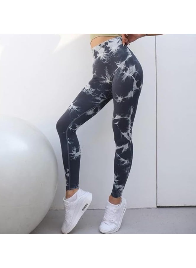 High-Waisted Marble Leggings for Women | Curve-Hugging Compression Pants for Workout and Yoga | Tummy Control & Anti-Cellulite Athleisure Leggings