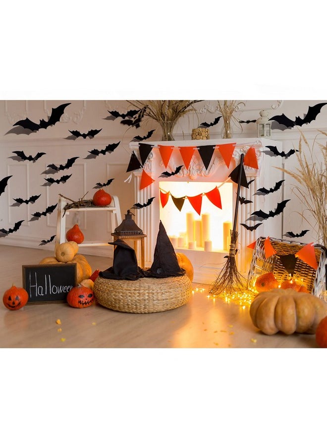 Halloween 3D Bats Decoration Plastic Bat Wall Stickers For Home Window Decor Party Supplies (60Pcs)