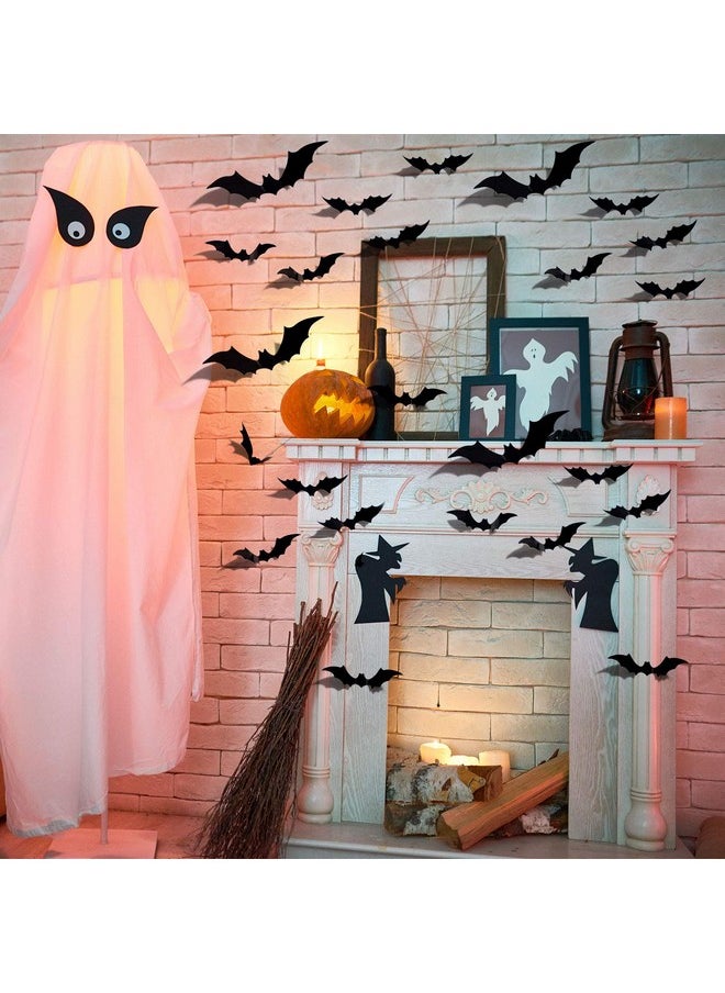 Halloween 3D Bats Decoration Plastic Bat Wall Stickers For Home Window Decor Party Supplies (60Pcs)