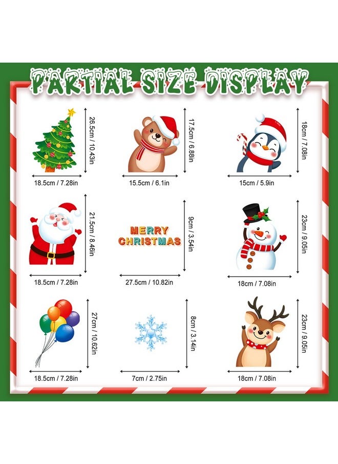 9 Sheets Christmas Window Clings,79 Pcs Double-Sided Christmas Window Stickers Decal For Party, Christmas Window Decorations With Santa Claus Reindeer, Merry Christmas Holiday Cling For Glass