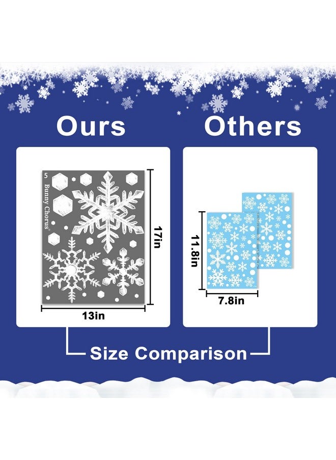 Christmas Decorations Indoor, 8 Sheets Extra Large Snowflakes Window Clings For Glass Windows, Realistic White Crystal Snowflakes Christmas Decor For Home Office, Xmas Holiday Party Supplies