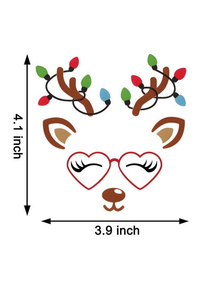 18 Pcs Christmas Reindeer Face Stickers For Christmas Ornaments, Vinyl Decals Diy Craft Art Stickers For Christmas Ball/Water Bottles/Wine Glass, For Home Christmas Window Sticker Party Decorations