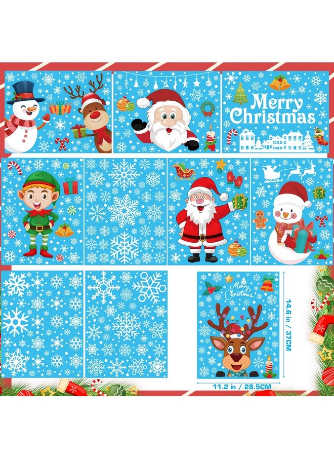 Christmas Window Clings Christmas Decorations, 10 Sheets Christmas Window Stickers For Indoor And Outdoor Xmas Decor, Double Side Printed Snowflakes Christmas Window Decals For Door/Home/Office/Car