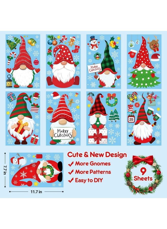 Christmas Window Clings Gnome Christmas Window Decorations Static Christmas Window Decals Window Stickers For Glass Windows Décor Gnome Christmas Decorations Ornaments Party Supplies 9 Sheets