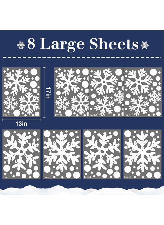 Christmas Decorations Indoor Decor: 8 Sheets Extra Large White Snowflake Christmas Window Clings, Farmhouse Rustic Xmas Snowflake Decorations For Kids Home School Office Winter Holiday Party