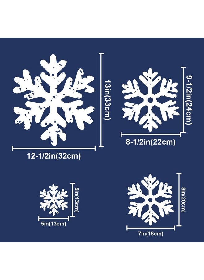 Christmas Decorations Indoor Decor: 8 Sheets Extra Large White Snowflake Christmas Window Clings, Farmhouse Rustic Xmas Snowflake Decorations For Kids Home School Office Winter Holiday Party