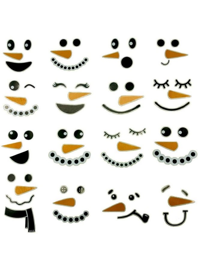 16 Pieces Snowman Face Wall Stickers Cute Christmas Snow Man Wall Decals 11 Inches Refrigerator Stickers Window Cling Decal Xmas Decorations