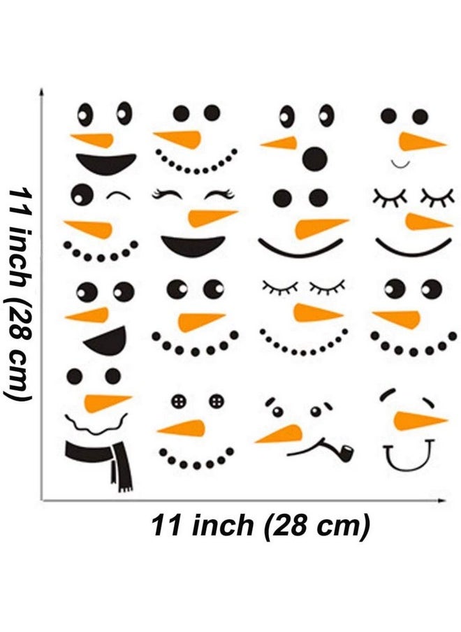 16 Pieces Snowman Face Wall Stickers Cute Christmas Snow Man Wall Decals 11 Inches Refrigerator Stickers Window Cling Decal Xmas Decorations