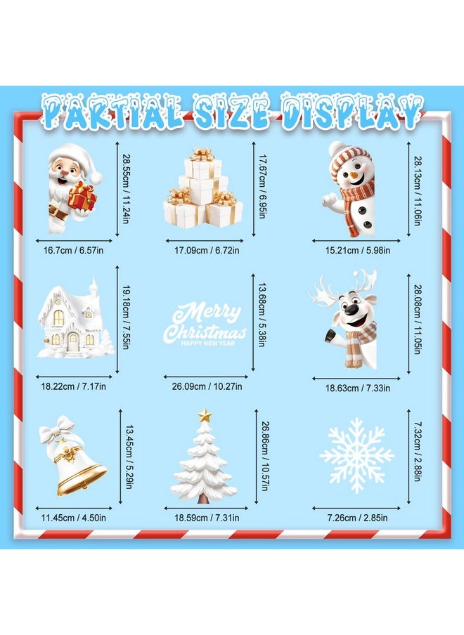 9 Sheets Christmas Window Clings,146 Pcs Double-Sided Christmas Window Stickers Decal For Party,Christmas Window Decorations With Santa Claus Reindeer,Merry Christmas Holiday Cling For Glass