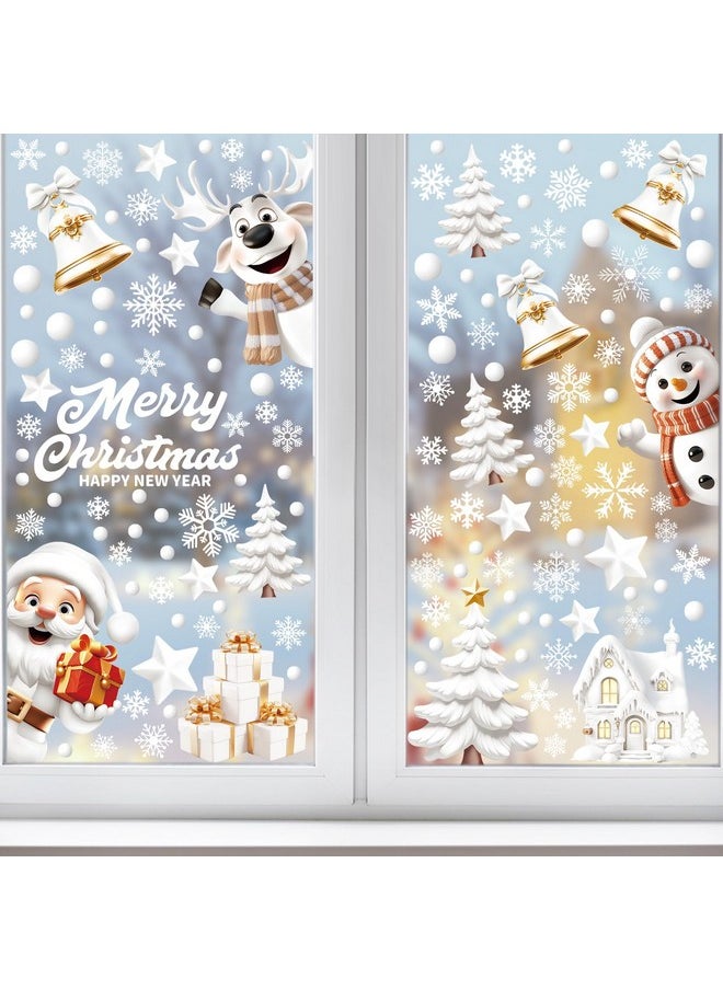 9 Sheets Christmas Window Clings,146 Pcs Double-Sided Christmas Window Stickers Decal For Party,Christmas Window Decorations With Santa Claus Reindeer,Merry Christmas Holiday Cling For Glass